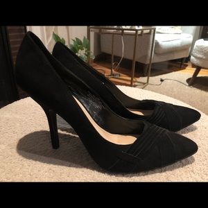 Black suede heels